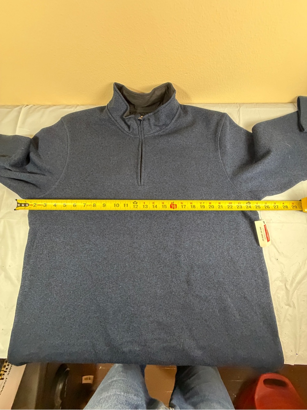 Wrangler Men's Zip-Neck Sweater in Heather Blue - Picture 7 of 9